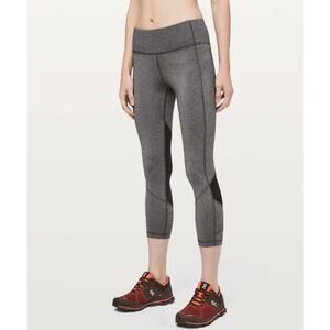 LULULEMON Pace Rival Crop Leggings Heather Gray Black 8